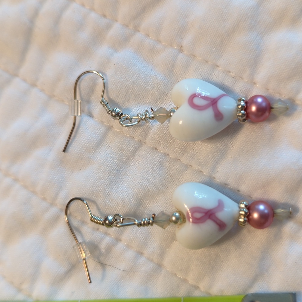 New, Breast Cancer Awareness earrings - Picture 1 of 2